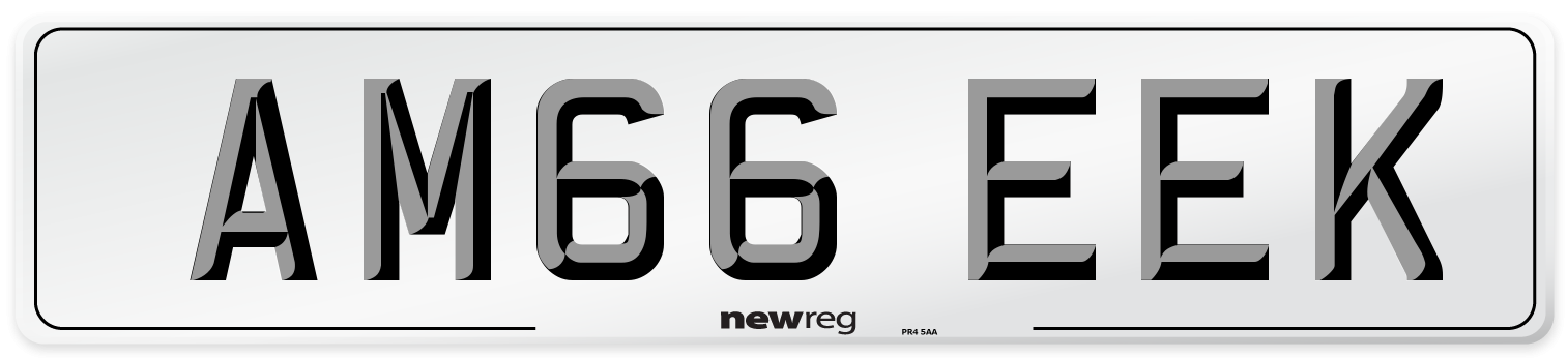 AM66 EEK Number Plate from New Reg